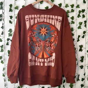 Hollister ‘Sunshine on my mind’ sweatshirt canyon sun butterfly peace